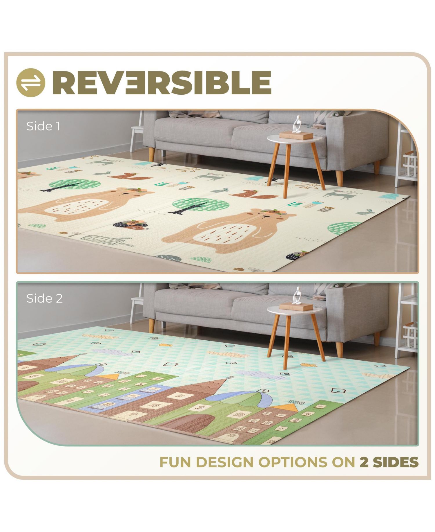 (78" x 70") Foldable Play Mats with Travel Bag - for Babies, Toddlers, and Kids Playtime & Tummy Time