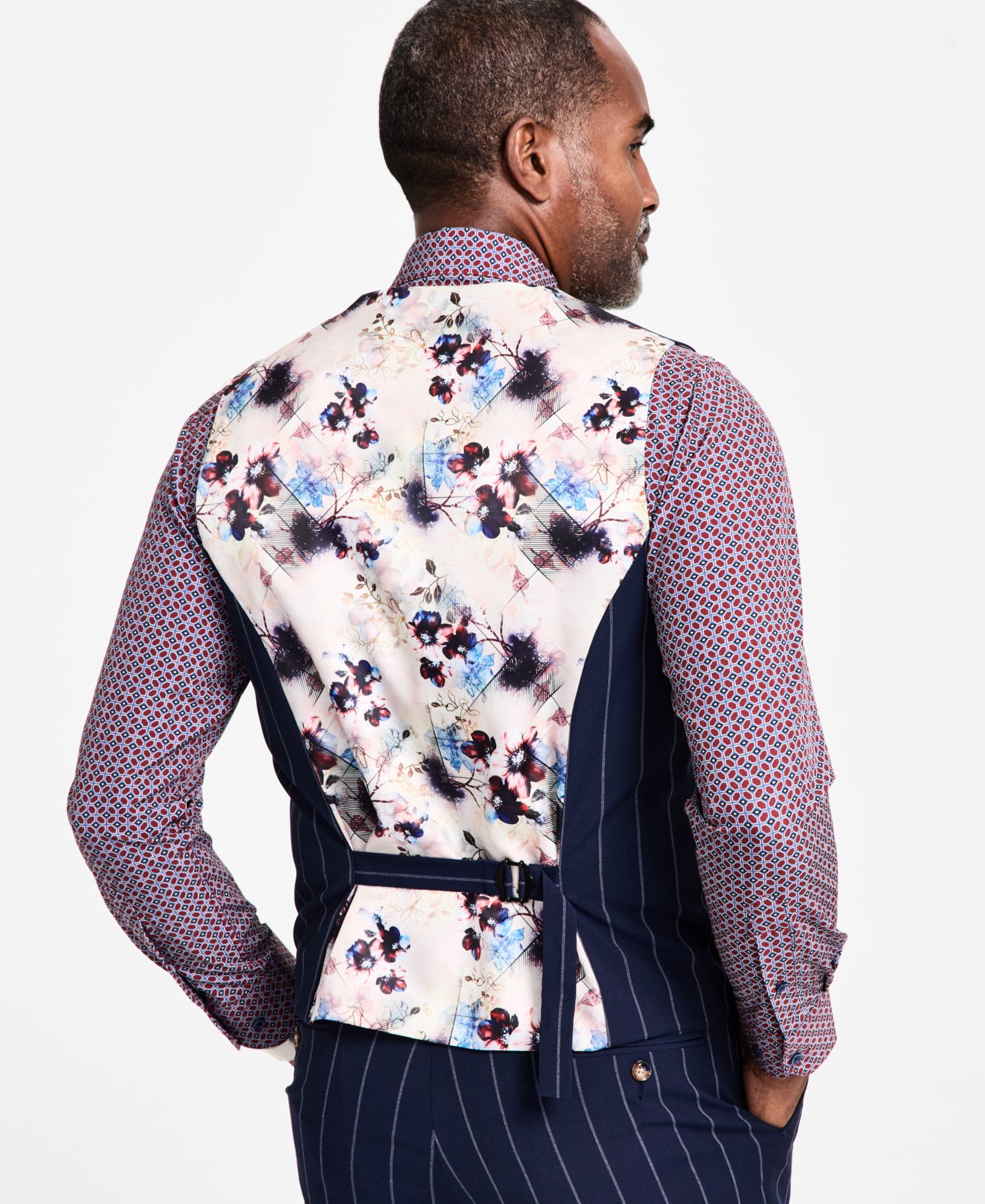 Мужской жилет Tayion Collection Regular-Fit Pinstriped Suit Vest, цвет: Синий — фото 2
