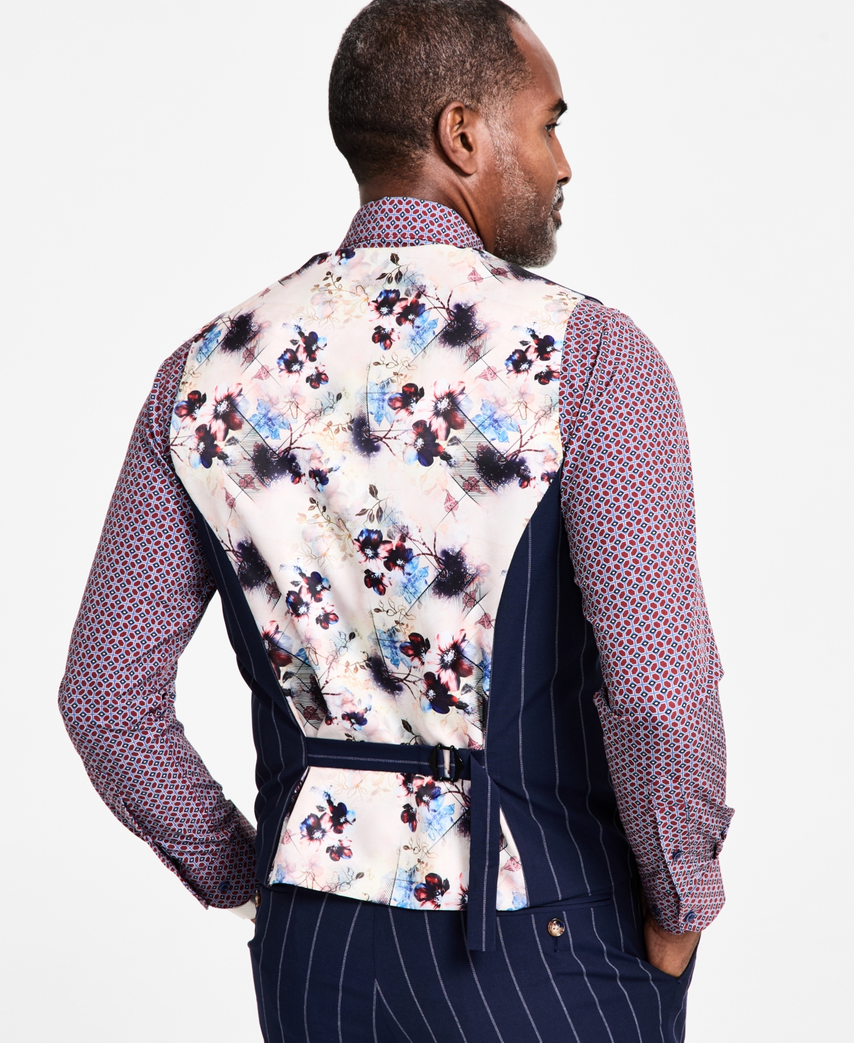 Tayion Collection Men's Regular-fit Pinstriped Suit Vest In Blue