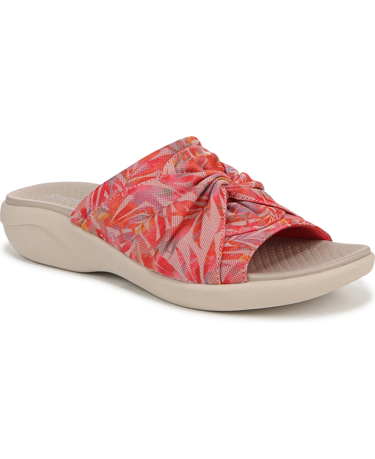 Women's Cherish Washable Peep Toe Slide Sandals - Coral Multi Island Palm Fabric