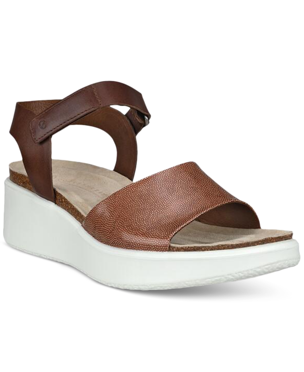 Shop Ecco Women's Flowt Wedge Cork Sandals In Cashmere,cocoa Brown