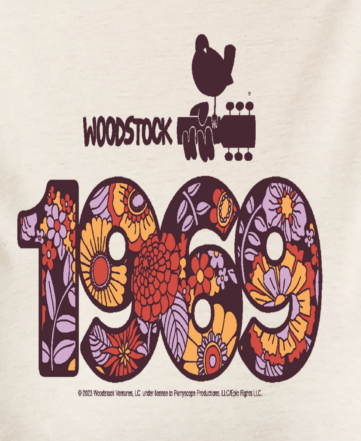 Hybrid Apparel Plus Size Woodstock 1969 Graphic Pullover Top In Beige,khaki