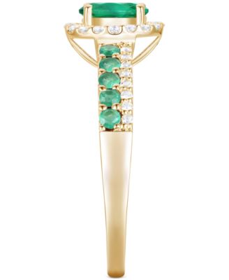 Sapphire (1 ct. t.w.) & Diamond (1/6 ct. t.w.) Oval Halo Ring in 14k White Gold (Also available in Ruby & Emerald)