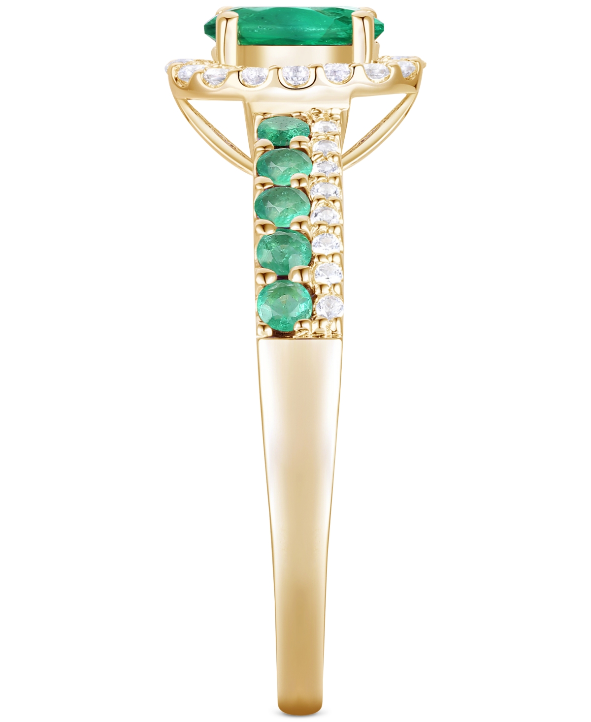 Macy's Sapphire (1 Ct. T.w.) & Diamond (1/6 Ct. T.w.) Oval Halo Ring In 14k White Gold (also Available In R In Emerald