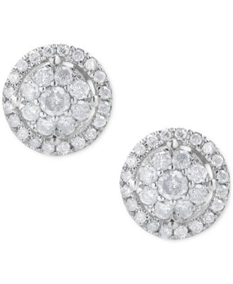 Diamond Cluster Round Stud Earrings (1/2 ct. t.w.) in 10k White Gold