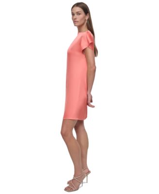 DKNY Women's Jewel-Neck Satin Tunic Shift Dress