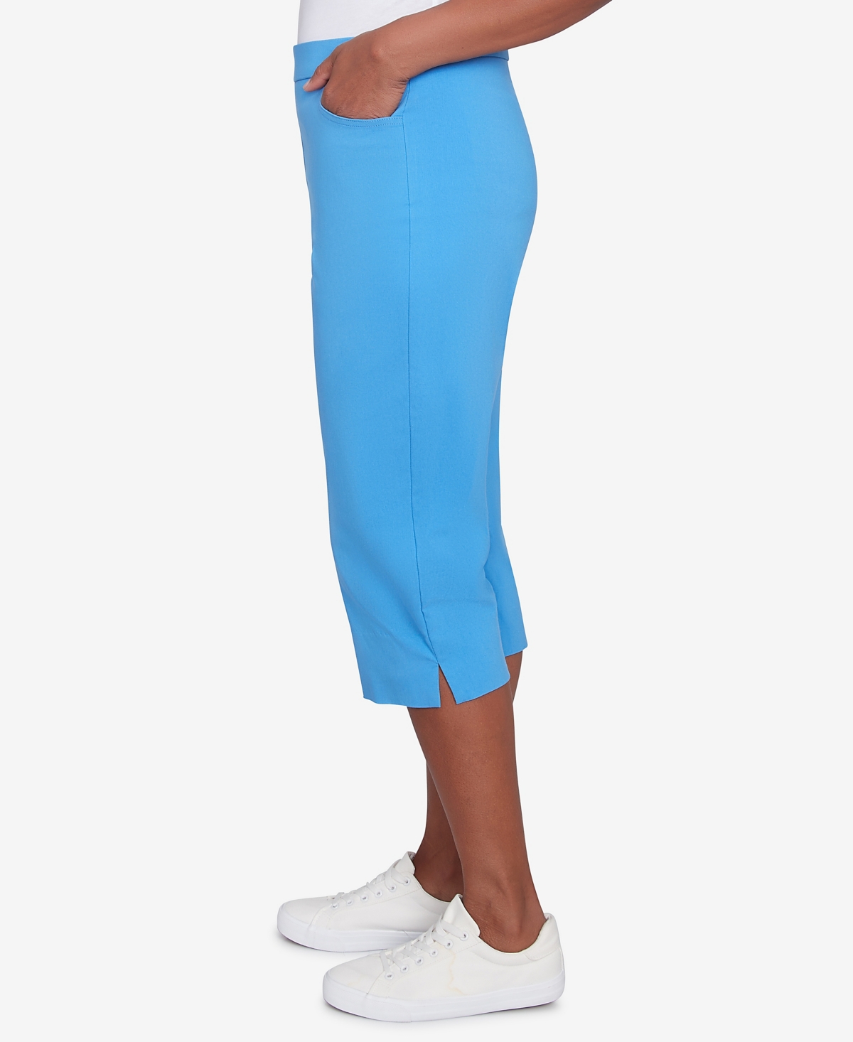 Alfred Dunner Petite Classics Flat Front Allure Clamdigger Pants In Azure