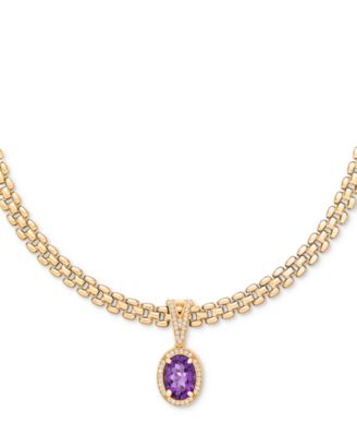 Amethyst (5-3/8 ct. t.w.) & White Topaz (3/4 ct. t.w.) Panther Link 18" Necklace in 14k Gold-Plated Sterling Silver