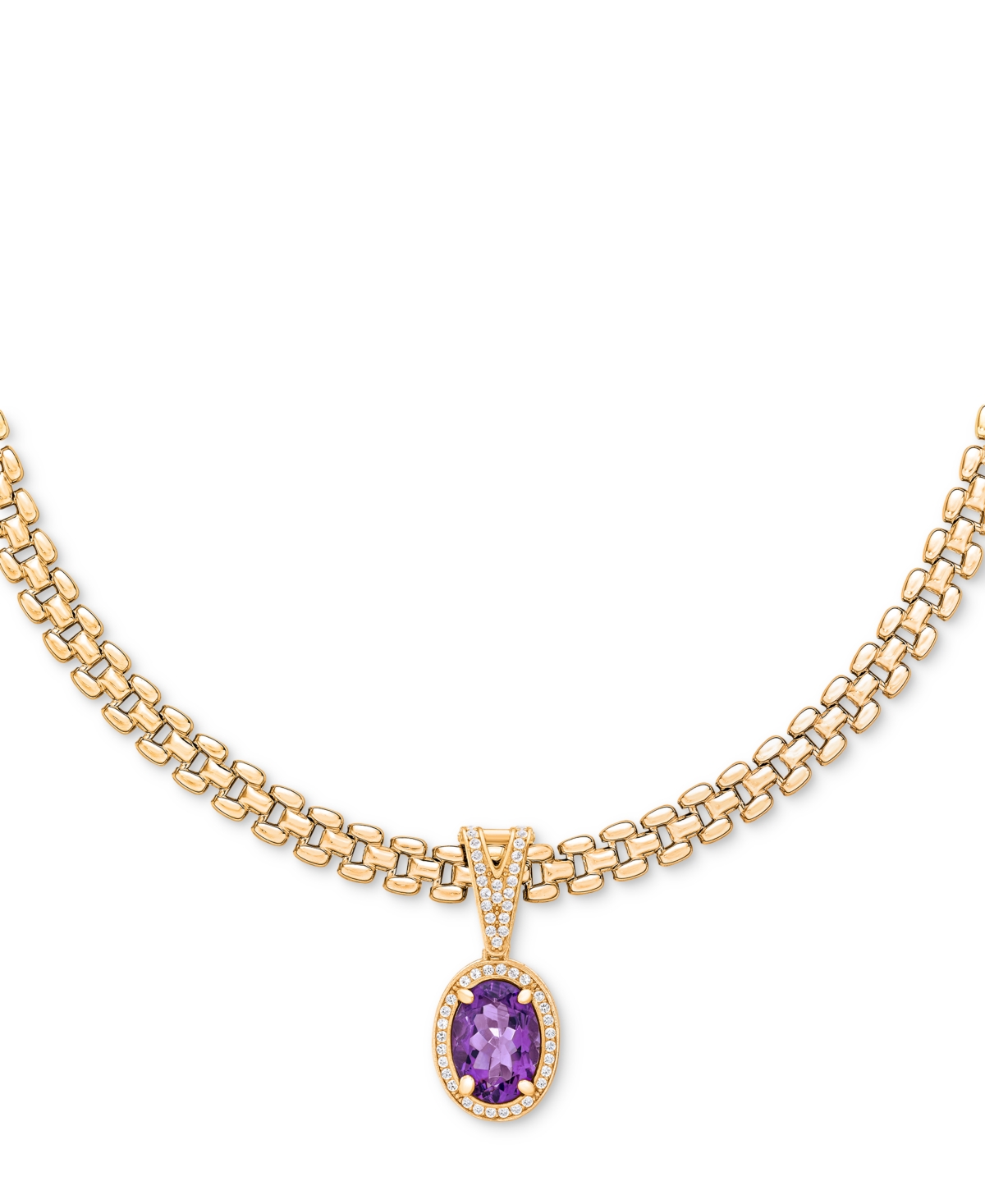 Macy's Amethyst (5-3/8 Ct. T.w.) & White Topaz (3/4 Ct. T.w.) Panther Link 18" Necklace In 14k Gold-plated In Amethyst