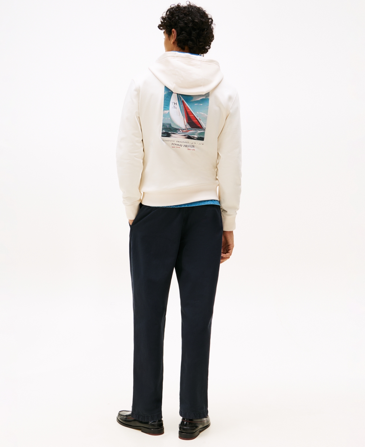 Tommy Hilfiger Men's Sail Graphic Logo Hoodie In Ivory Petal