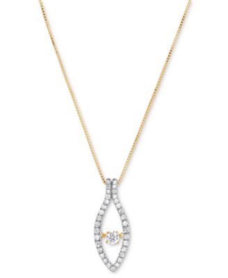 Diamond Marquise 16" Pendant Necklace (1/3 ct. t.w.) in 14k Yellow Gold