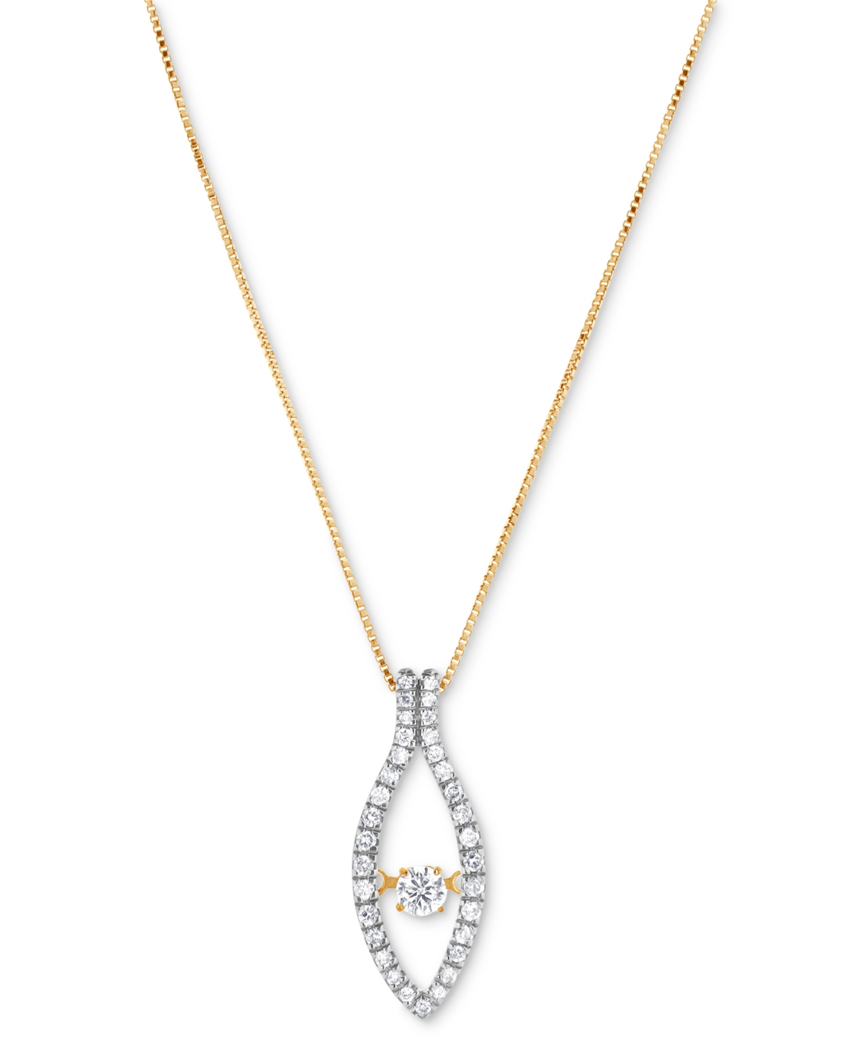 Macy's Diamond Marquise 16" Pendant Necklace (1/3 Ct. T.w.) In 14k Yellow Gold In Yellow Gold