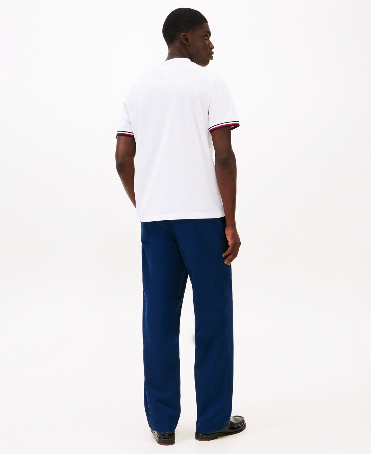Tommy Hilfiger Men's Big & Tall Global Stripe Cuff T-shirt In White