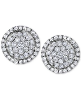 Diamond Halo Cluster Stud Earrings (1 ct. t.w.) in 14k White Gold