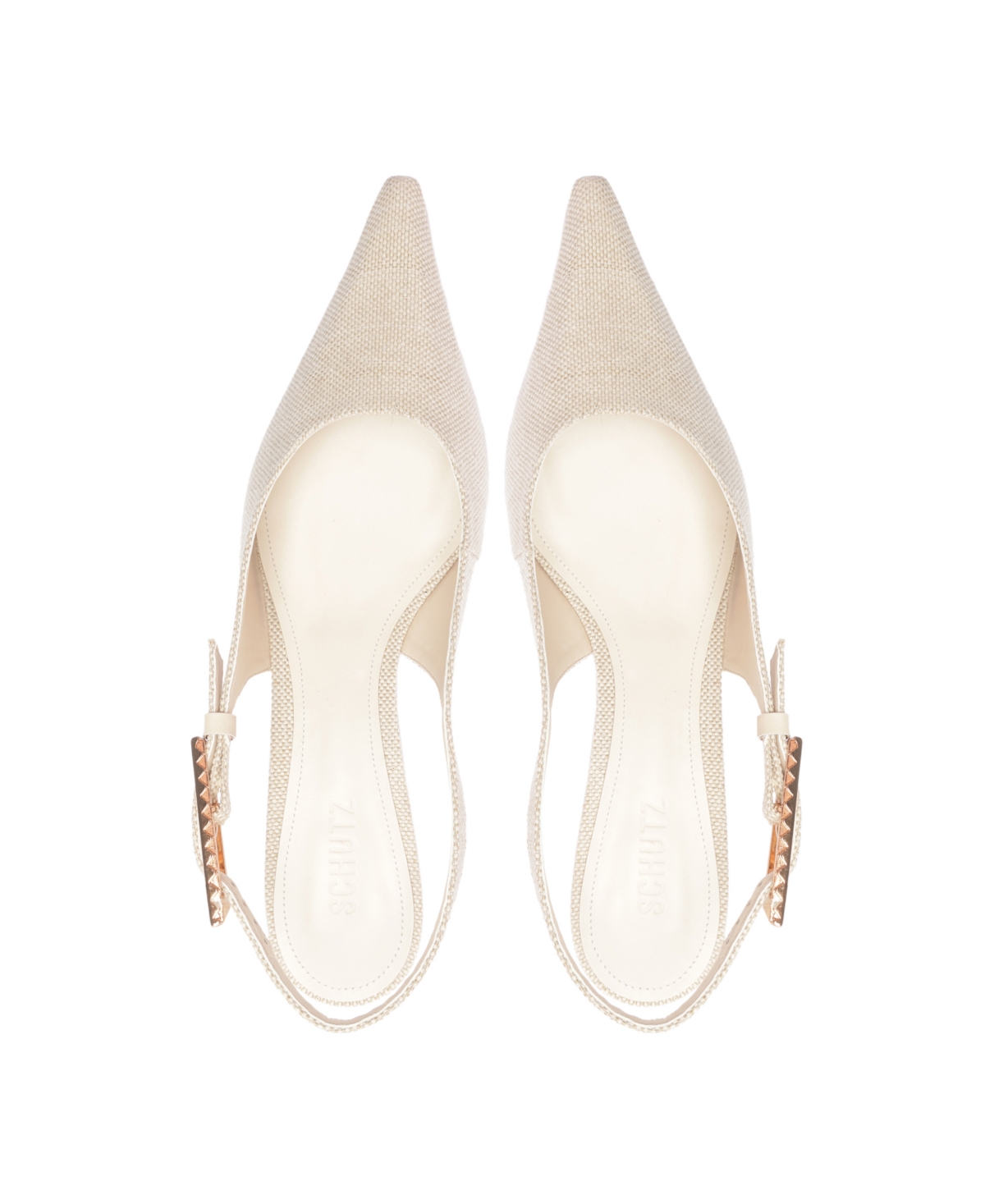 Schutz Ciara Pointed Toe Slingback Kitten Heel Pump In Beige