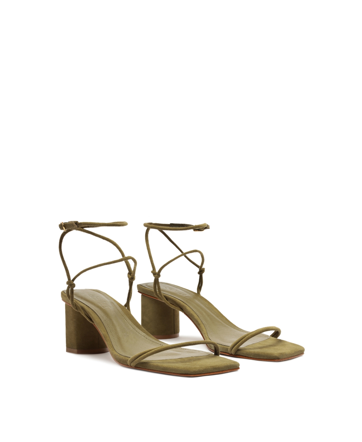 Schutz Aimee Block Womens Metallic Square Toe Strappy Sandals In Green