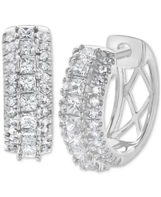Macy's - Diamond Cluster Hoop Earrings (1/2 ct. t.w.) in 14k White Gold
