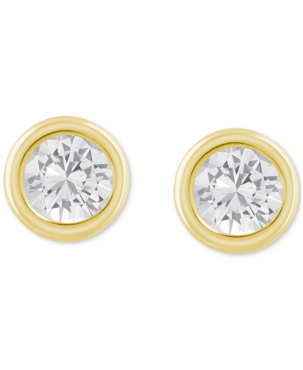 Macy's Gemstone Round Stud Earrings In 10k Yellow Gold Or White Gold In White Topaz,gold