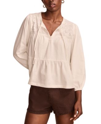 Lucky Brand - Women's Embroidered Peasant Top
