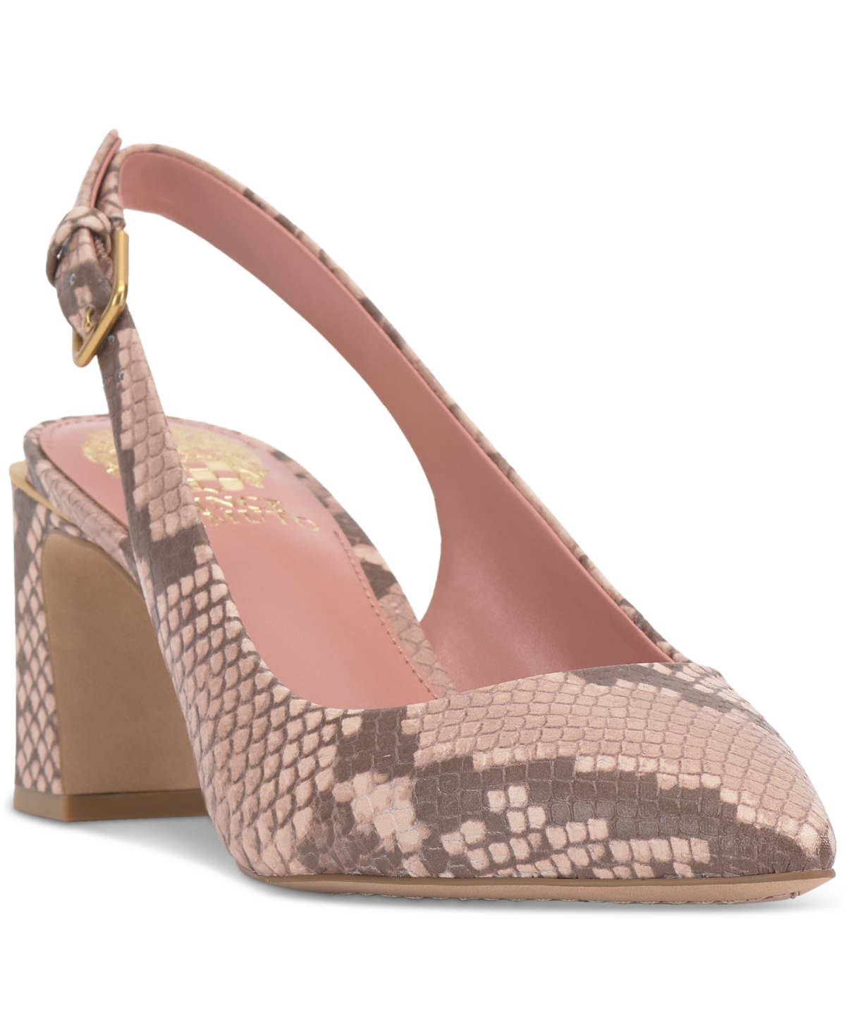 Vince Camuto Hamden Pointed Toe Slingback Pump In Pale Pink Leather