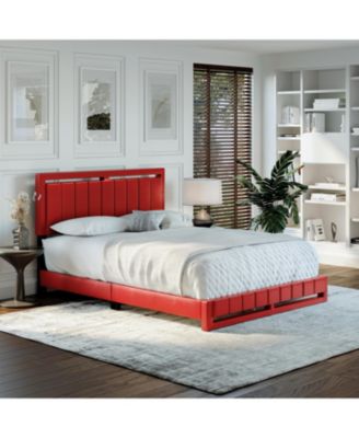 Belle Upholstered Platform Bed with Headboard, Mattress Foundation with Strong 14 Wood Slat Supports, No Box Spring Required