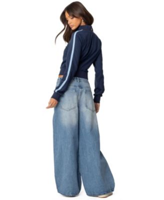 Womens Distressed Low Rise Baggy Jeans