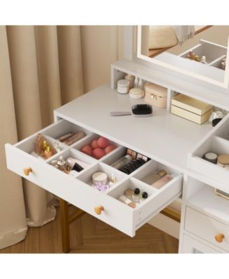 Vanity Desk with Mirror & 3 Color Led Lighted