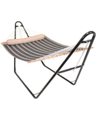 Double Quilted Fabric Hammock with Universal Steel Stand - 450-Pound Capacity
