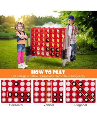 Jumbo 4-to-Score Game Set Giant 4 in A Row Kids Adults w/ 42 Jumbo Rings Red