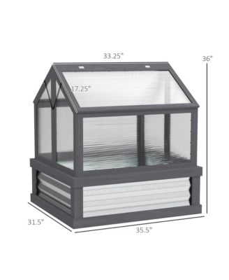 Raised Garden Bed with Wooden Cold Frame, 35.5" x 31.5" x 36"