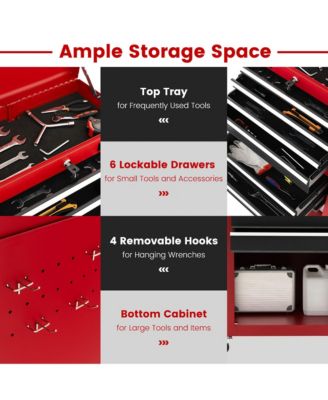 6-Drawer Rolling Tool Chest Lockable Tool Box and Storage Cabinet Garage Workshop
