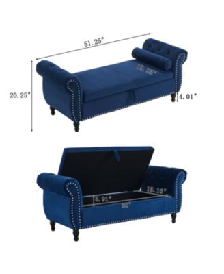 Velvet Storage Ottoman Bench with Pillow, Stylish Footrest and Hidden Storage for Living Room, Bedroom, or Entryway-The Pop Home