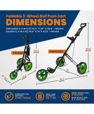 3-Wheel Golf Push Cart with Deluxe Scorecard Holder