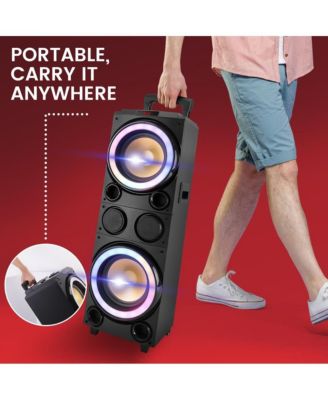 10" Portable Bluetooth PA Karaoke Speaker System with LED Lights, USB/SD/Remote Control & Rechargeable Battery