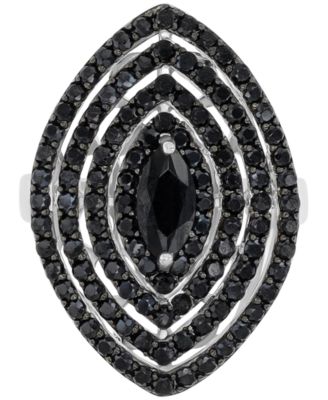 Macy's - Black Spinel Statement Ring (5/8 ct. t.w.) in Sterling Silver
