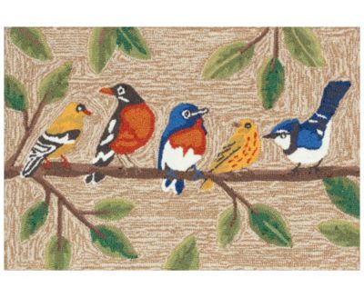 Liora Manne Frontporch Birds On A Branch Rug Collection In Tan