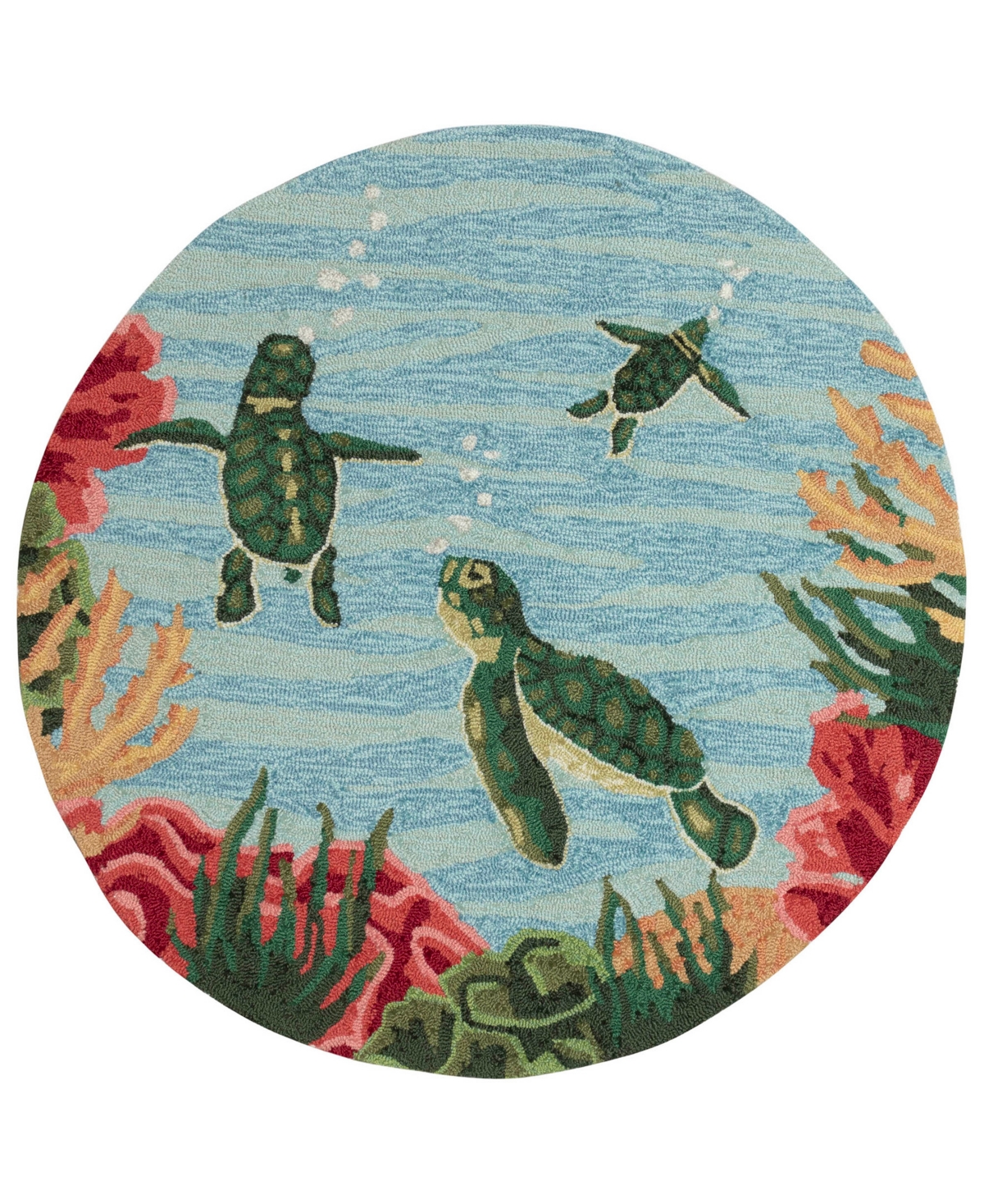 Liora Manne Frontporch Swimming Baby Turtles Round Area Rug, 3' X 3' In Multi