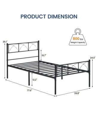 Twin Size Metal Bed Frame, Platform Bed Frame with Headboard and Footboard