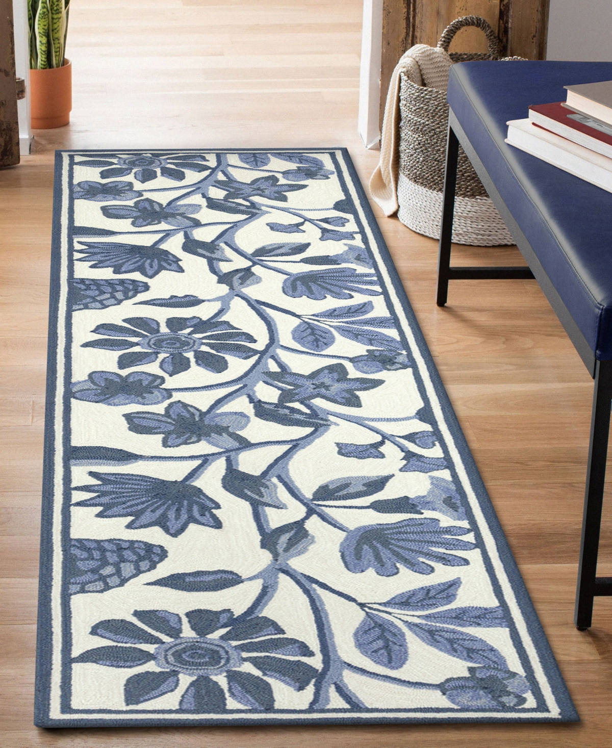 Liora Manne Capri Floral Vine Runner Area Rug, 2' X 5' In Blue