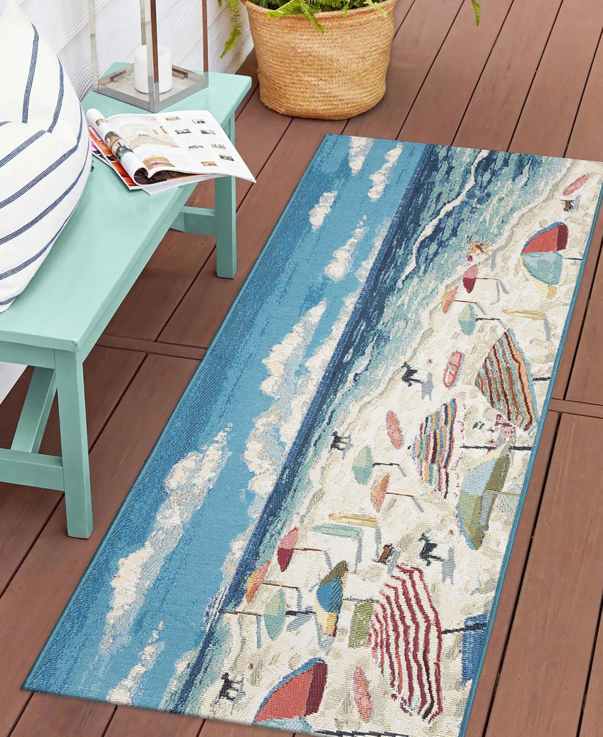 Liora Manne Frontporch Beach Umbrellas Area Rug In Ocean