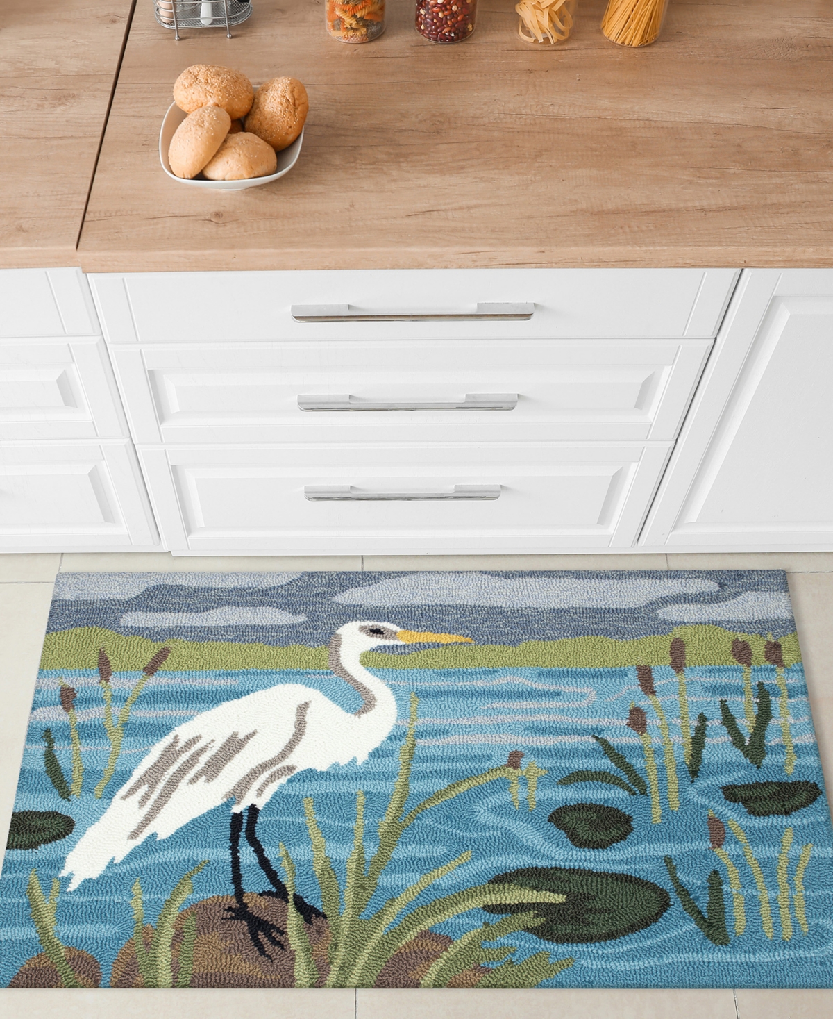 Liora Manne Frontporch Egret 1'8"x2'6" Area Rug In Aqua