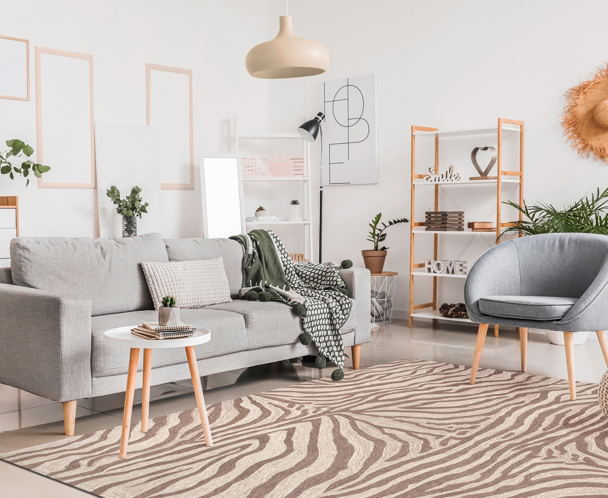Liora Manne Ravella Zebra 8'x8' Square Area Rug In Brown