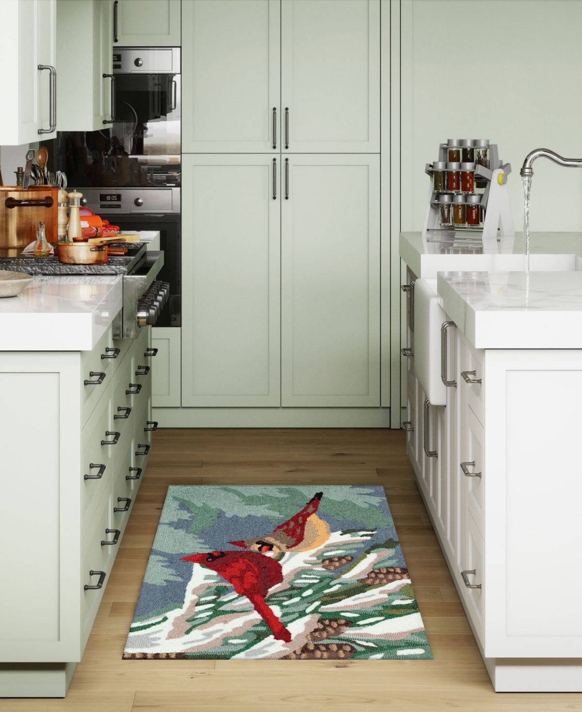 Liora Manne Frontporch Cardinal Christmas Day 1'8"x2'6" Area Rug In Multi