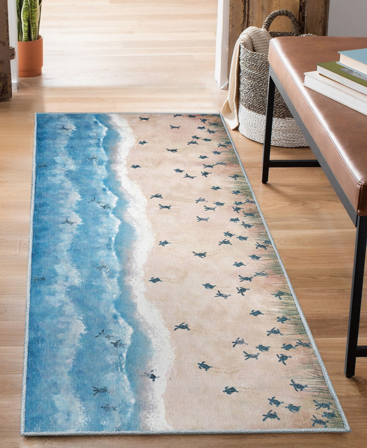 Liora Manne Impressions Seaturtles Beach 1'11"x4'11" Runner Area Rug In Tan