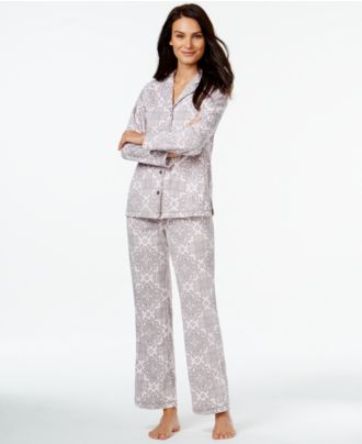 Charter Club Petite Printed Fleece Top and Pajama Pants Set
