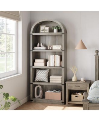 Bookcase Arched Bookshelf 71.65in Tall Bookcase Farmhouse Display Storage Rack