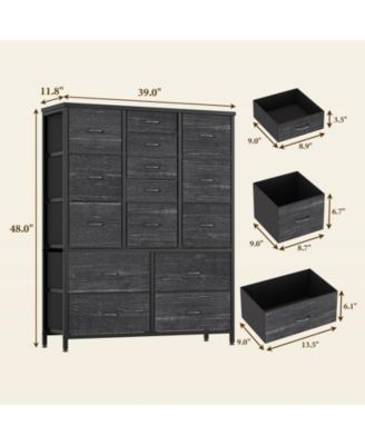 1Pc Fabric/Metal (with wooden top) 15-Drawer Tall Storage Dresser Organizer Cabinet