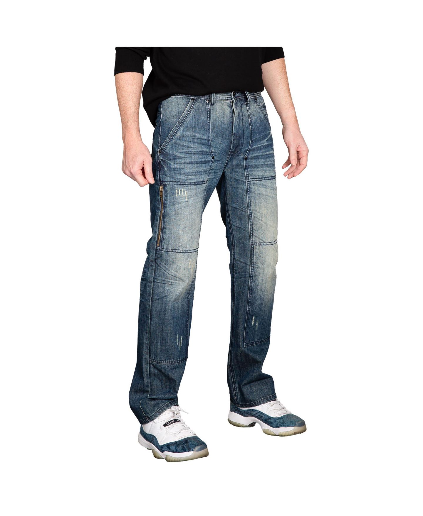 Мужские джинсы Level 7 Zipper Pocket Relaxed Bootcut Premium Denim Jean, цвет: Синий — фото 3