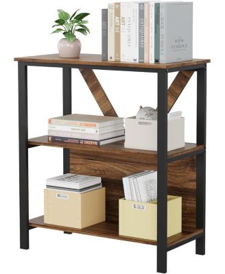 Industrial Open Display Wood Shelves with Dimmable RGB Strip Light