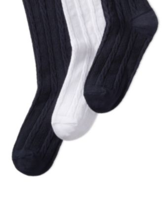 Little Girls Knee High Cable Knit Socks, 3-Pack